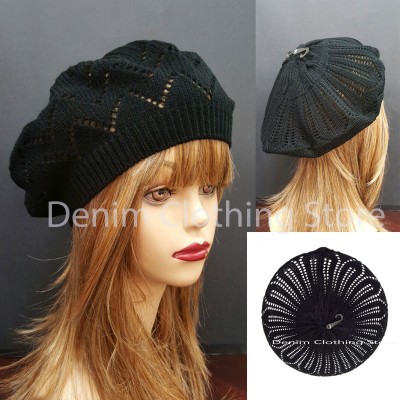  Girl Summer Spring Black Winter Crochet Knit Slouchy Beanie Beret Cap Hat   eb-33186611